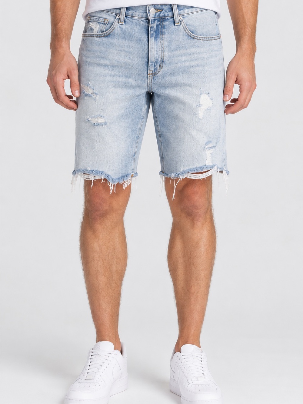 Joe's Jeans Brixton Light Blue Distressed Men's Denim Shorts